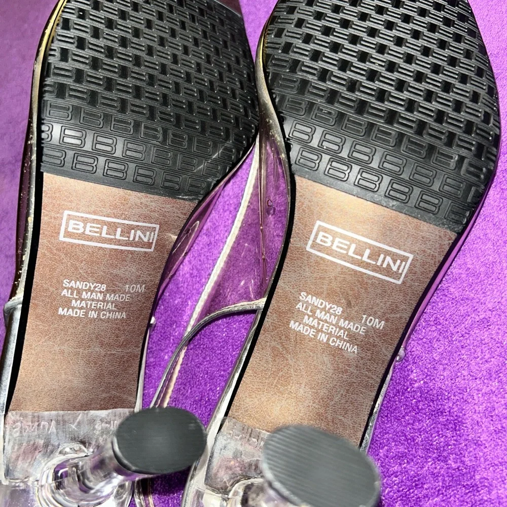 Bellini Metallic Silver Clear Strap Slingback Heels - Picture 5 of 6